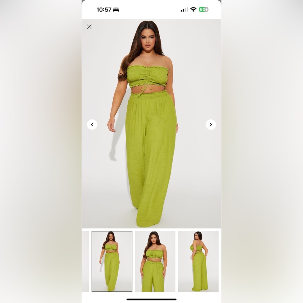 Fashion Nova Green Jumpsuit with Wide Leg and High Waist